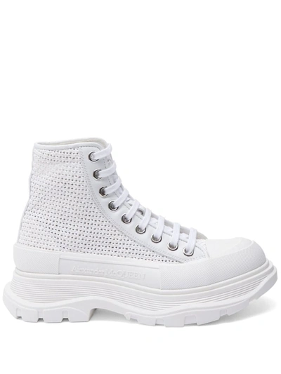 Alexander Mcqueen Canvas And Rubber Exaggerated-sole Ankle Boots In White