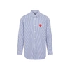 Comme Des Garçons Play Broad-striped Heart-embroidered Shirt In Blue