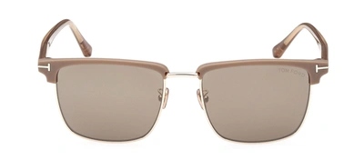 Tom Ford Hudson Ft0997-h 52l Clubmaster Sunglasses In Brown
