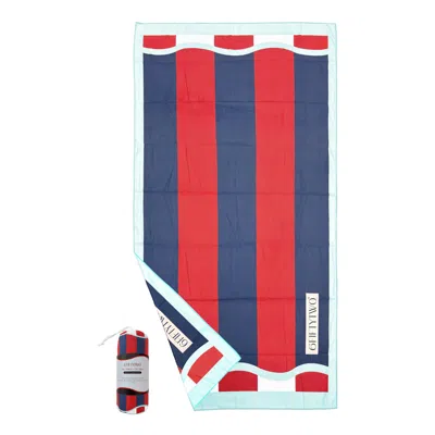 6fiftytwo® Blue / Red / White Portofino Microfibre Beach Towel - The Riviera Collection In Multi