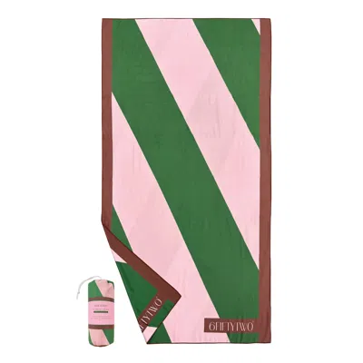 6fiftytwo® Brown / Pink / Green Golden Bay Microfibre Beach Towel - The Island Collection In Multi