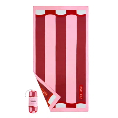 6fiftytwo® Pink / Red / White St. Tropez Microfibre Beach Towel - The Riviera Collection In Multi