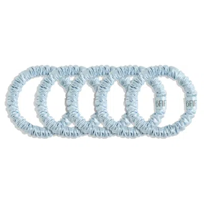 6fiftytwo® Women's Blue / White Pure Mulberry Slim Silk Scrunchies - Baby Blue