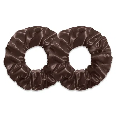 6fiftytwo® Women's Brown Pure Mulberry Classic Silk Scrunchies - Chocolate