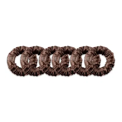 6fiftytwo® Women's Brown Pure Mulberry Mini Silk Scrunchies - Chocolate
