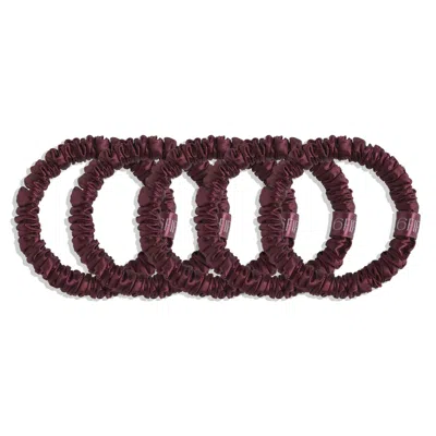 6fiftytwo® Women's Brown / Purple / Red Pure Mulberry Slim Silk Scrunchies - Burgundy