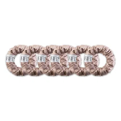 6fiftytwo® Women's Gold / Pink / Neutrals Pure Mulberry Mini Silk Scrunchies - Rose Pink In Gray