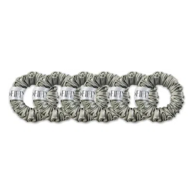 6fiftytwo® Women's Green / Neutrals Pure Mulberry Mini Silk Scrunchies - Sage Green