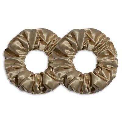6fiftytwo® Women's Neutrals / Gold / Yellow Pure Mulberry Classic Silk Scrunchies - Champagne