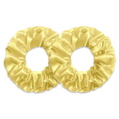 6fiftytwo® Women's Neutrals / Yellow Pure Mulberry Classic Silk Scrunchies - Butter Yellow In Gold
