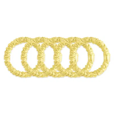6fiftytwo® Women's Neutrals / Yellow Pure Mulberry Slim Silk Scrunchies - Butter Yellow In Gold