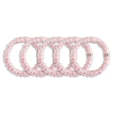 6fiftytwo® Women's Pink / Neutrals Pure Mulberry Slim Silk Scrunchies - Baby Pink