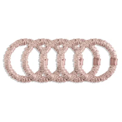 6fiftytwo® Women's Pink / Neutrals Pure Mulberry Slim Silk Scrunchies - Rose Pink