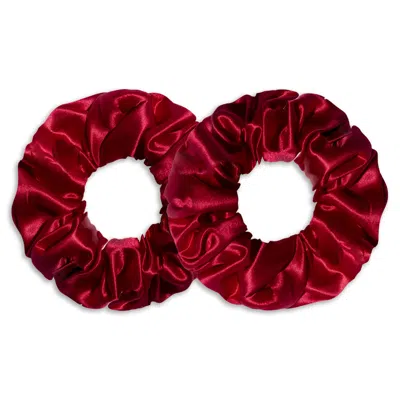 6fiftytwo® Women's Pink / Red Pure Mulberry Classic Silk Scrunchies - Raspberry