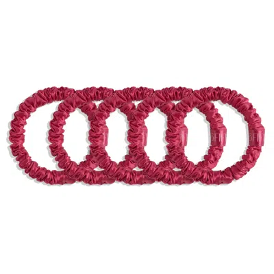 6fiftytwo® Women's Pink / Red Pure Mulberry Slim Silk Scrunchies - Hot Pink