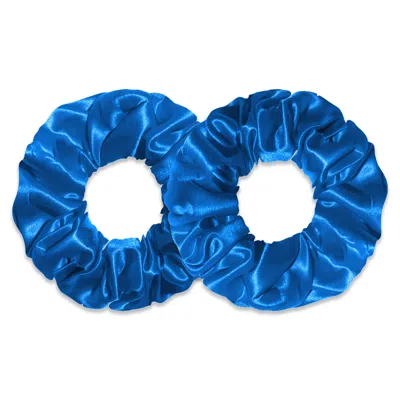 6fiftytwo® Women's Pure Mulberry Classic Silk Scrunchies - Blue
