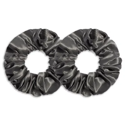6fiftytwo® Women's Pure Mulberry Classic Silk Scrunchies - Dark Grey In Gray