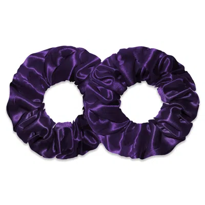 6fiftytwo® Women's Pure Mulberry Classic Silk Scrunchies - Purple In Blue