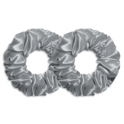 6fiftytwo® Women's Pure Mulberry Classic Silk Scrunchies - Silver