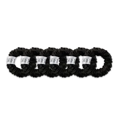 6fiftytwo® Women's Pure Mulberry Mini Silk Scrunchies - Black