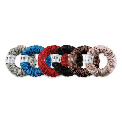6fiftytwo® Women's Pure Mulberry Mini Silk Scrunchies - Mix & Match: Sage Green, Blue, Red, Black, Chocolate &  In Multi