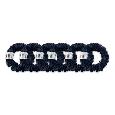 6fiftytwo® Women's Pure Mulberry Mini Silk Scrunchies - Navy Blue