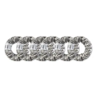 6fiftytwo® Women's Pure Mulberry Mini Silk Scrunchies - Silver In Gray