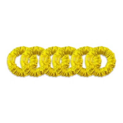 6fiftytwo® Women's Pure Mulberry Mini Silk Scrunchies - Yellow