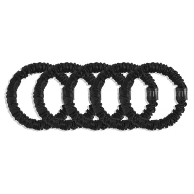 6fiftytwo® Women's Pure Mulberry Slim Silk Scrunchies - Black