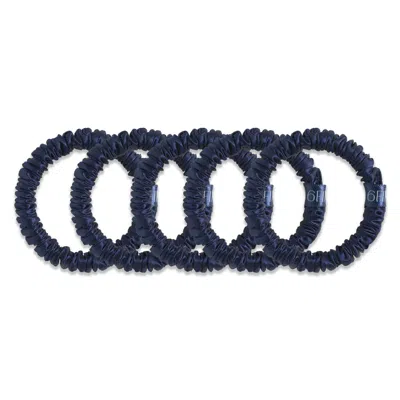 6fiftytwo® Women's Pure Mulberry Slim Silk Scrunchies - Navy Blue