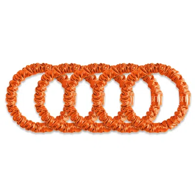6fiftytwo® Women's Pure Mulberry Slim Silk Scrunchies - Orange
