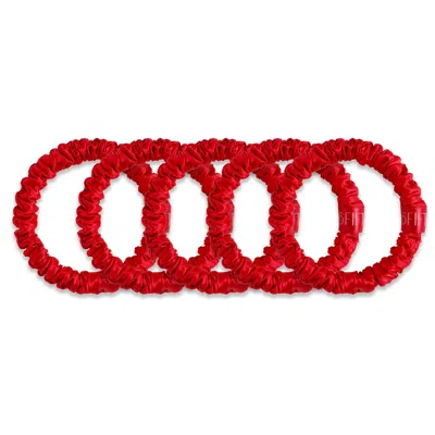 6fiftytwo® Women's Pure Mulberry Slim Silk Scrunchies - Red