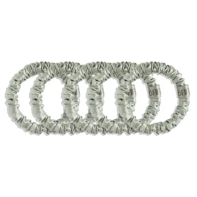 6fiftytwo® Women's Pure Mulberry Slim Silk Scrunchies - Sage Green