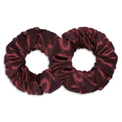 6fiftytwo® Women's Red / Brown / Purple Pure Mulberry Classic Silk Scrunchies - Burgundy