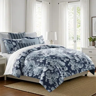 6ix Tailors Fine Linens Alexandria Indigo Cotton Comforter Set