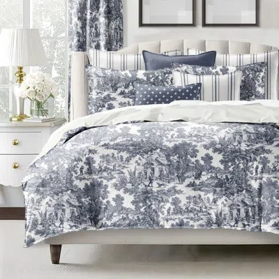 6ix Tailors Fine Linens Au Village Toile Denim  Cotton Duvet Cover Set 8 Piece