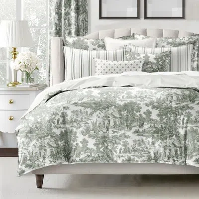 6ix Tailors Fine Linens Au Village Toile Sweet Grass  Cotton Comforter Set 8 Piece
