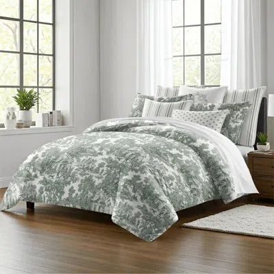 6ix Tailors Fine Linens Au Village Toile Sweet Grass  Cotton Coverlet Set 8 Piece