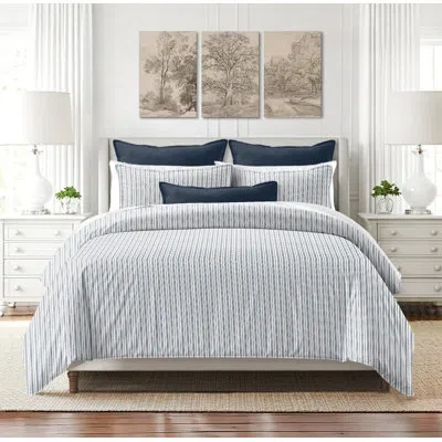 6ix Tailors Fine Linens Belmont Lane  Cotton 6 Piece Comforter Set In Denim