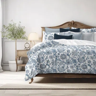 6ix Tailors Fine Linens Bronte Cornflower Blue Cotton Coverlet Set