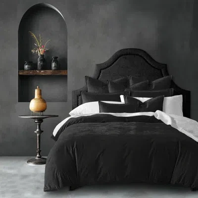 6ix Tailors Fine Linens Cascade Velvet Solid Colour  Comforter Set 8 Piece In Black