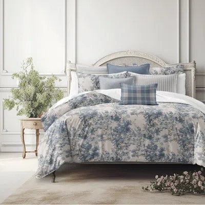 6ix Tailors Fine Linens Dolce  Blue Fog Cotton Comforter Set  8 Piece