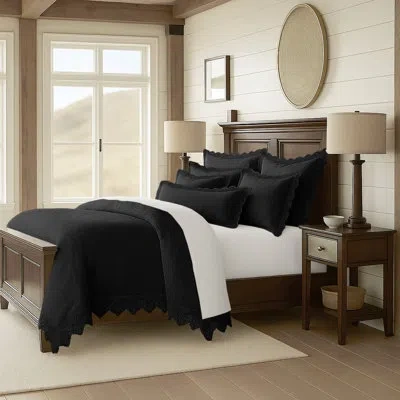 6ix Tailors Fine Linens Elsie Lace Ebony Cotton Coverlet Set 6 Pieces