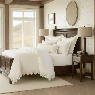 6ix Tailors Fine Linens Elsie Lace Ivory Cotton Coverlet Set 6 Pieces