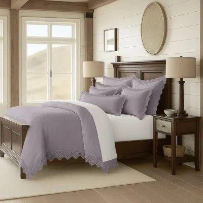 6ix Tailors Fine Linens Elsie Lace Lilac Cotton Coverlet Set 6 Pieces