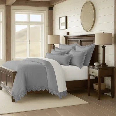 6ix Tailors Fine Linens Elsie Lace Shadow Cotton Comforter Set 6 Pieces