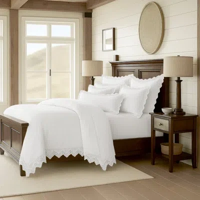 6ix Tailors Fine Linens Elsie Lace White Cotton Coverlet Set 6 Pieces