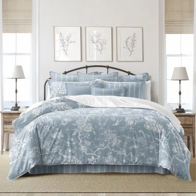 6ix Tailors Fine Linens Elwood Cornflower Blue Cotton Comforter Set  8 Piece