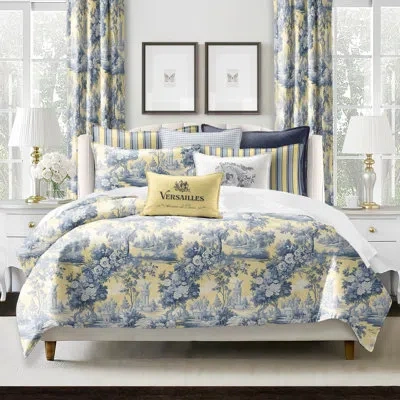 6ix Tailors Fine Linens Giverney Yellow Cotton 8 Piece Coverlet Designer Set In Butter Yellow