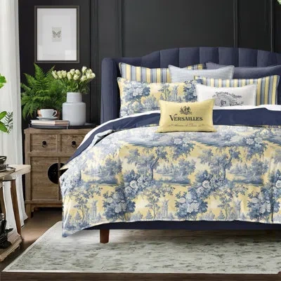 6ix Tailors Fine Linens Giverney Yellow Coverlet Set Cotton 8 Piece Designer Set In Butter Yellow